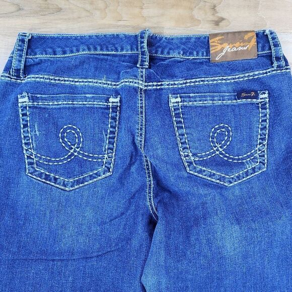 💇‍♀️Seven7 Blue Medium Wash Adjustable Leg Cropped Jeans Size 18 - Picture 7 of 12